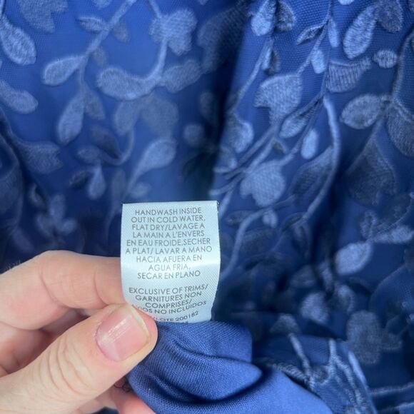 JS Collections Lace Scoop Neck Shift Dress Dressy Cocktail Evening Size 14 Blue - Picture 6 of 8